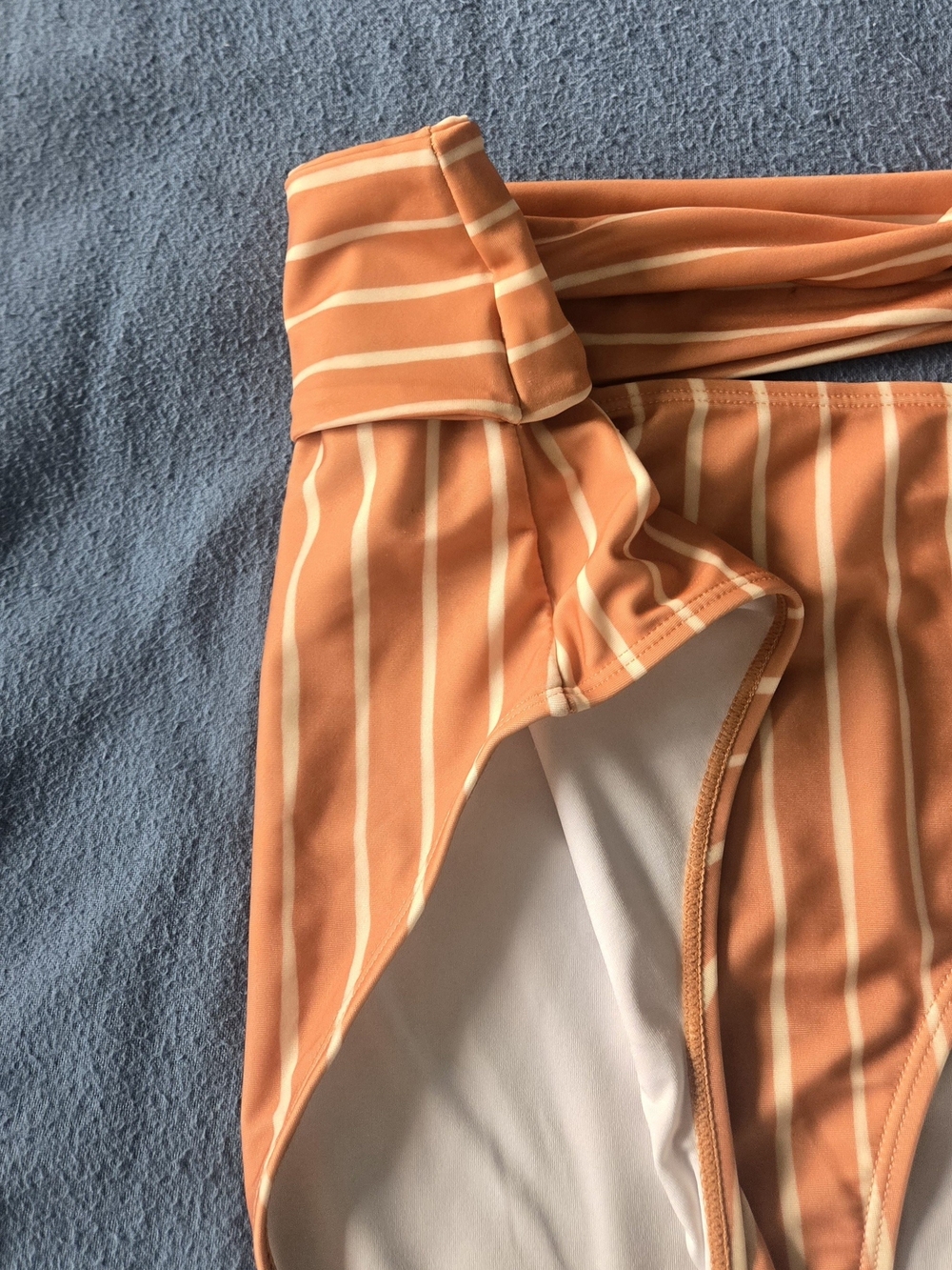 Nani Side Tie Bathing Suit In Terracotta With Stripe. Size L - Picture 5 of 13